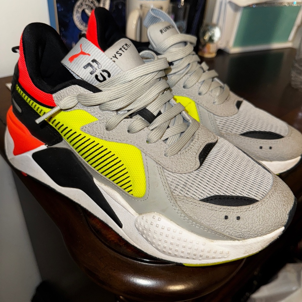 Puma RS-X3 Sneakers - Gray with Yellow and Red Accents